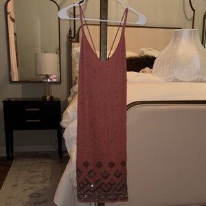 White House Black Market Pink Embellished Mini Dress